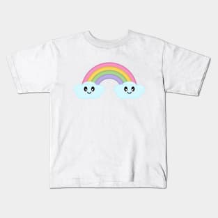 Kawaii Cute Happy Rainbow and Clouds Kids T-Shirt